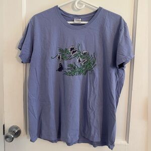 Periwinkle Embroidered Butterfly Short Sleeve Top